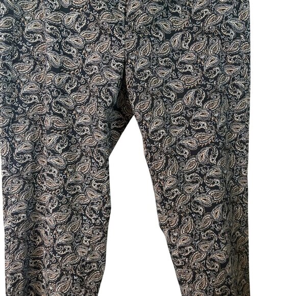 J.Jill Women's Cotton Stretch Tan & Black Paisley Pants Size 8 - Picture 5 of 12